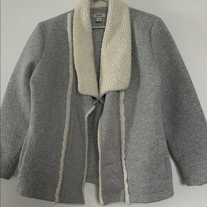 L.L. Bean Gray and Cream Women's Cardigan warm and cozy